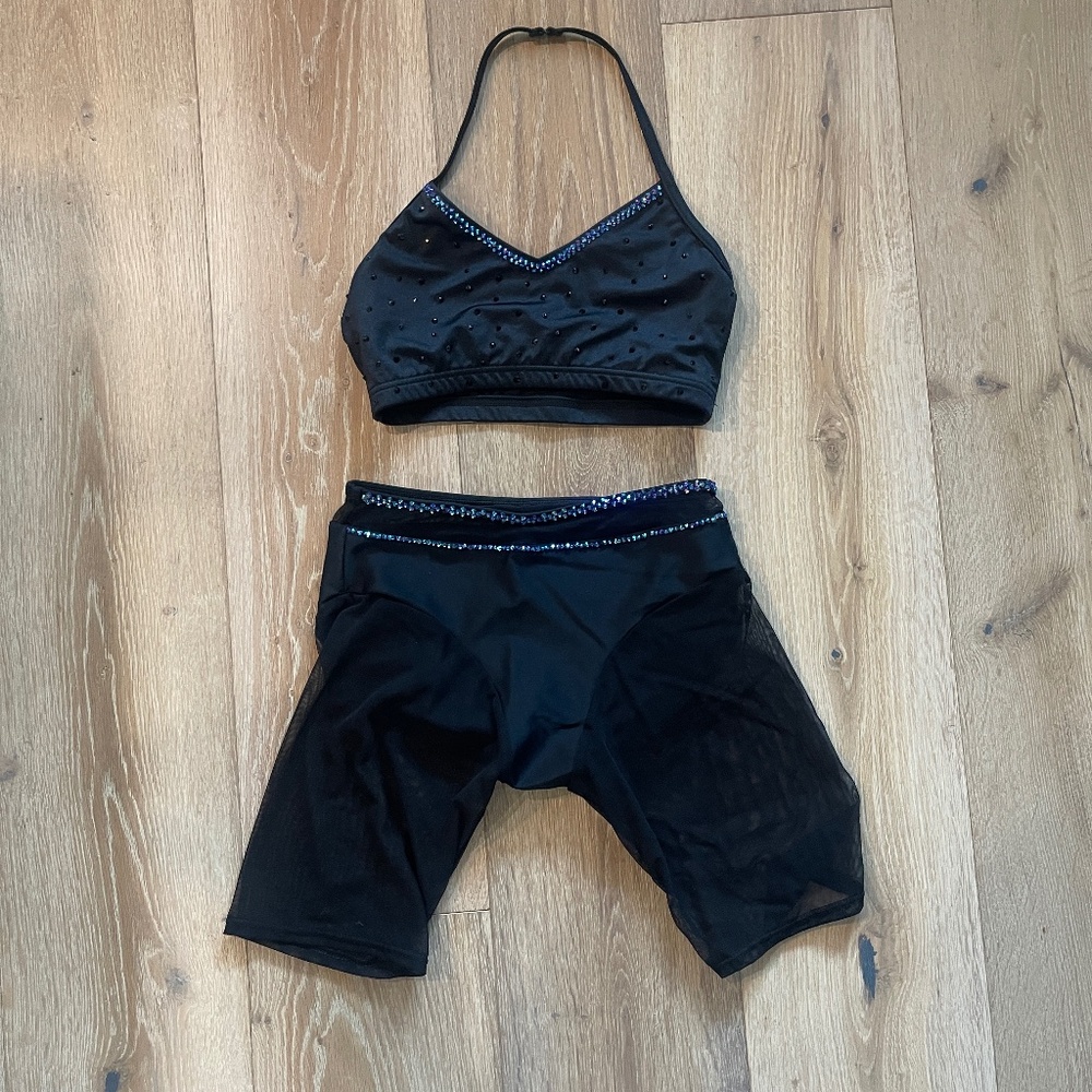 Weissman Small Adult Black Top and AA Dancewear Mesh Short with Briefs
